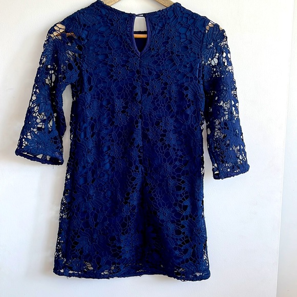 Kids floral royal blue/ short dress - Picture 2 of 4